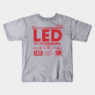 Vintage St. Petersburg LED Airport Code Travel Day Retro Travel Tag Russia Kids T-Shirt